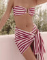 Фото #2 товара 4th & Reckless x Luana Barron mala stripe mini beach sarong in cherry red