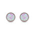 Silver stud earrings with pink synthetic opals EA579WP