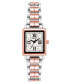 ფოტო #1 პროდუქტის Women's Three-Hand Quartz Square Rose Gold-Tone and Silver-Tone Alloy Bracelet Watch, 21mm