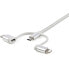 Фото #6 товара StarTech.com 1 m (3 f.t) USB Multi Charging Cable - USB to Micro-USB or USB-C or Lightning for iPhone / iPad / iPod / Android - Apple MFi Certified - 3 in 1 USB Charger - Braided - 1 m - USB A - Micro-USB B - USB 2.0 - 480 Mbit/s - Silver