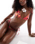 Фото #2 товара Reclaimed Vintage tie side bikini bottom with beads in blurred floral print