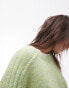 Фото #2 товара Topshop knitted fluffy rib detail exposed seam crew oversized jumper in light green