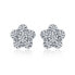 Glittering silver earrings with zircons Flowers E0000214