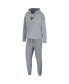 ფოტო #5 პროდუქტის Women's Heather Gray St. Louis Blues Logo Pullover Hoodie and Pants Sleep Set