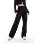 Pieces Tall linen touch wide leg trouser in black