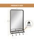 Wall Bathroom Mirror w/ Shelf Hooks Sturdy Metal Frame for Bedroom Living Room