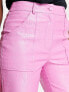 Фото #4 товара Miss Selfridge patent croc straight leg trouser with side split hem in pink