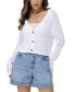 Women's Cotton Pointelle Cropped Cardigan