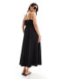 ASOS DESIGN ruched bust maxi sundress with adjustable straps in black