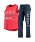ფოტო #1 პროდუქტის Women's Navy, Red Los Angeles Angels Meter Muscle Tank Top and Pants Sleep Set