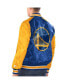 ფოტო #2 პროდუქტის Men's Royal, Gold Golden State Warriors Renegade Satin Full-Snap Varsity Jacket