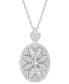 ფოტო #1 პროდუქტის Cubic Zirconia Oval Floral Locket Pendant Necklace in Sterling Silver