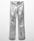 Women's Belt Detail Metallic Pants