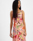 Фото #4 товара Women's Linen-Blend Floral-Print Midi Dress
