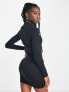 Фото #2 товара COLLUSION half zip rib mini dress in black