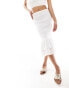 Фото #6 товара Abercrombie & Fitch co-ord smocked ruffle hem midi skirt in white