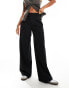 Фото #1 товара Mango slouchy mid waist trousers in black