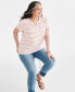 Фото #1 товара Plus Size Printed Short-Sleeve Henley Top, Created for Macy's