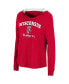 ფოტო #3 პროდუქტის Women's Red Wisconsin Badgers Catalina Hoodie Long Sleeve T-Shirt