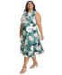 Фото #3 товара Plus Size Floral Jewel-Neck Sleeveless Dress