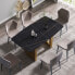 Фото #2 товара 63" Modern Artificial Stone Black Curved Golden Metal Leg Dining Table -6 People