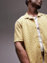 Фото #4 товара Topman oversized button through polo geo jacquard in mustard