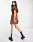 Wednesday's Girl milkmaid mini dress in brown vintage floral