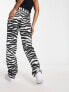 Фото #4 товара Bershka high waisted cropped straight leg jeans in zebra print