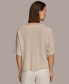 Фото #2 товара Women's Metallic-Knit Short-Sleeve Sweater