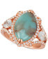 Sky Aquaprase (15 x 10mm) & White Topaz (1-1/6 ct. t.w.) Statement Ring in 14k Rose Gold, Created for Macy's