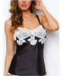 Фото #1 товара Women's Stretch Satin and Lace Camisole Lingerie with Adjustable Wide Straps
