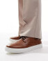 Фото #1 товара ASOS DESIGN lace up brogue shoes in tan faux leather