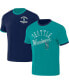 ფოტო #1 პროდუქტის Men's Darius Rucker Collection by Navy, Aqua Seattle Mariners Two-Way Ringer Reversible T-shirt
