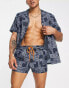 South Beach swim shorts in blue and white print