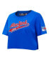 ფოტო #2 პროდუქტის Women's Blue New York Rangers Boxy Script Tail Cropped T-shirt