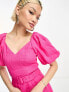 & Other Stories linen puff sleeve belted midaxi dress in pink