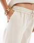 Фото #2 товара ASOS DESIGN wide leg trouser with linen in neutral