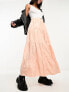 Фото #1 товара Miss Selfridge satin jacquard maxi skirt in soft pink