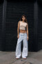 Faded-effect ribbed crop top