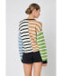 ფოტო #3 პროდუქტის Women's Striped Combo Sweater with Buttons