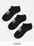 Фото #1 товара Ellesse 3 pack ankle socks in black