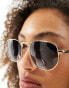 Фото #4 товара ASOS DESIGN metal round sunglasses in gold with polarised lens