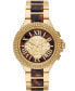 ფოტო #1 პროდუქტის Women's Camille Chronograph Gold-Tone Stainless Steel and Tortoise Acetate Bracelet Watch 43mm