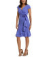 Women's Rosette Flounce Faux-Wrap Dress