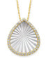 Фото #1 товара Macy's mother of Pearl 15x13mm and Cubic Zirconia Pear Shaped Pendant with 18" Chain in Gold over Silver
