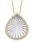 ფოტო #1 პროდუქტის Mother of Pearl 15x13mm and Cubic Zirconia Pear Shaped Pendant with 18" Chain in Gold over Silver