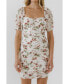 ფოტო #1 პროდუქტის Women's Floral Mesh Ruched Mini Dress with Short Sleeves
