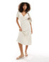 Фото #1 товара ASOS DESIGN button through midi tea dress with tie sleeve in cream