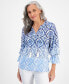 Petite Myra Ombre Tassel Top, Created for Macy's Watery Blue Combo, P/XL - фото #1