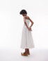 Topshop shirring bandeau midi dress in ivory